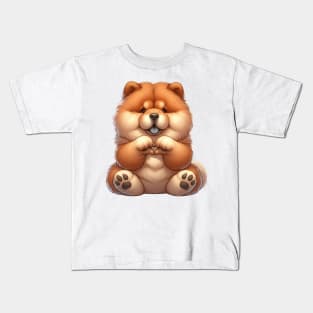 Valentine Chow Chow Dog Giving Heart Hand Sign Kids T-Shirt